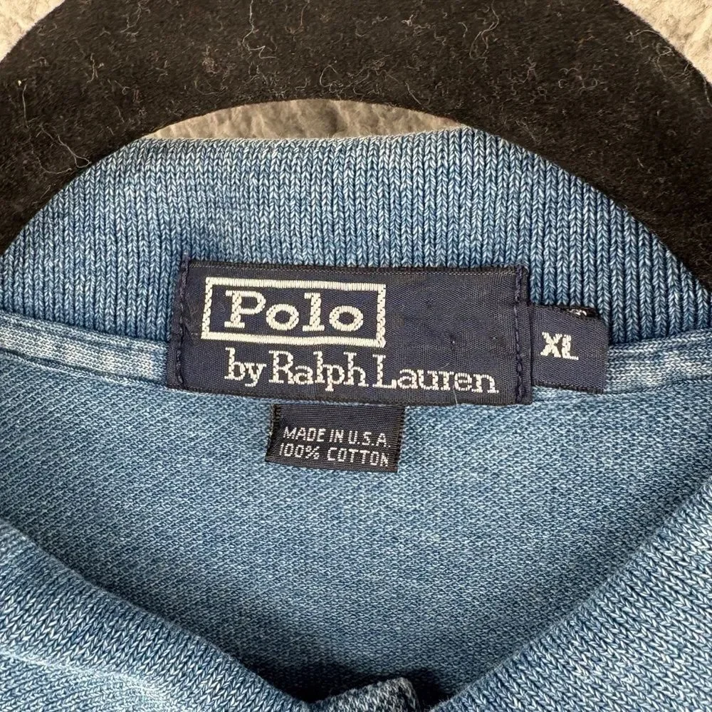 Vintage Ralph Lauren Blue Cotton Polo Shirt - Size XL Made in USA